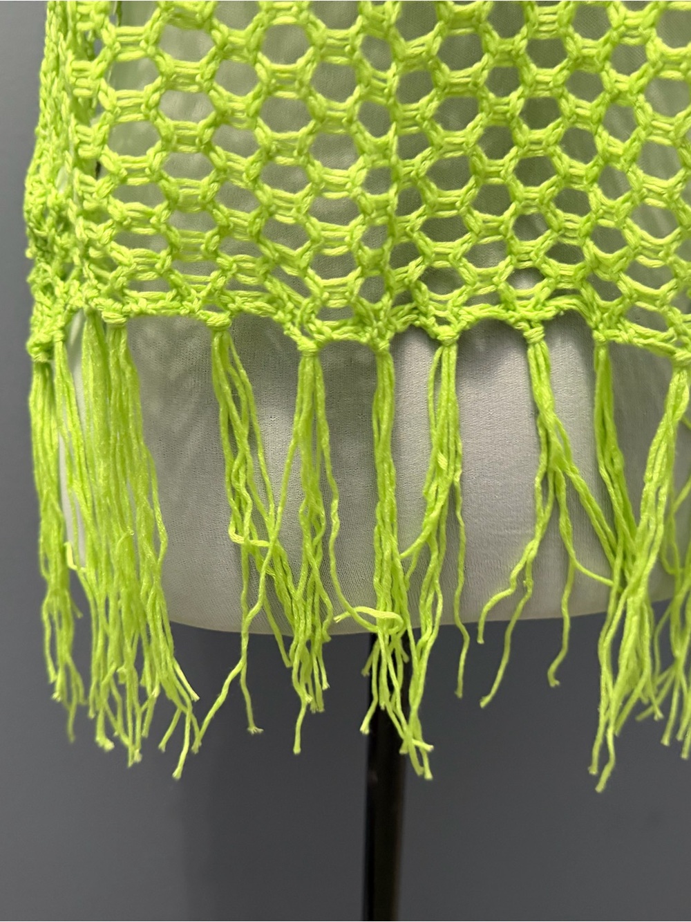 NEW• Soul Sunrise Leanna Bright Lime Crochet & Fringe Top- S & M - Picture 3 of 15